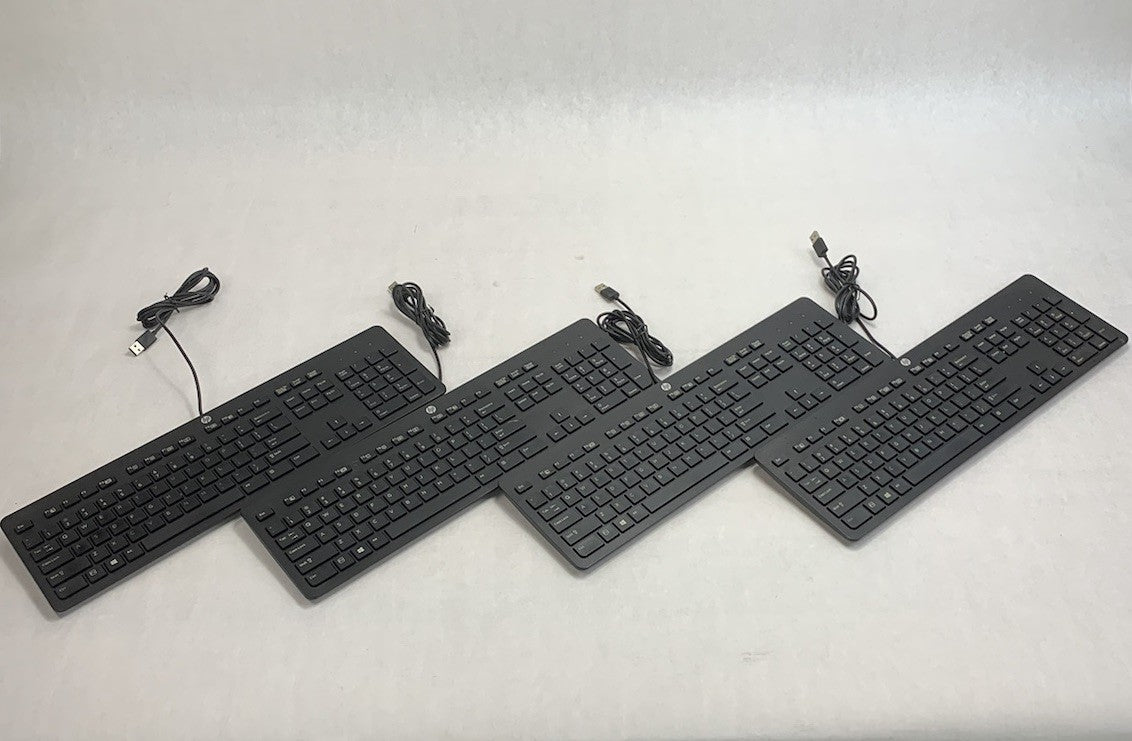 HP PH0U Slim USB Wired QWERTY Keyboard Black (Lot of 4)