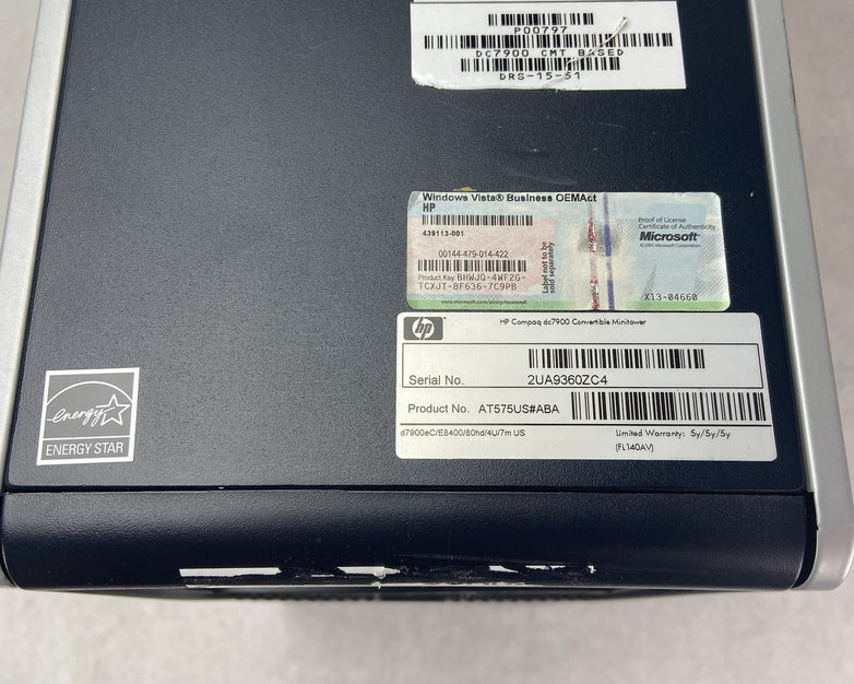 HP Compaq dc7900 CMT Intel Core 2 Duo E8400 3GHz 2GB RAM No HDD No OS