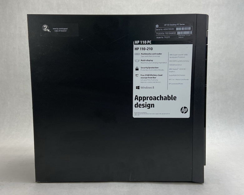 HP 110-210 MT AMD A4-5000 1.5GHz 8GB RAM No HDD No OS