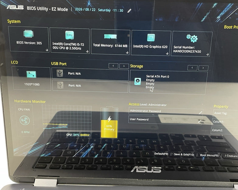 Asus TP410U 14" i5-7200U 2.50 GHz 6 GB RAM No SSD/OS/AC - READ