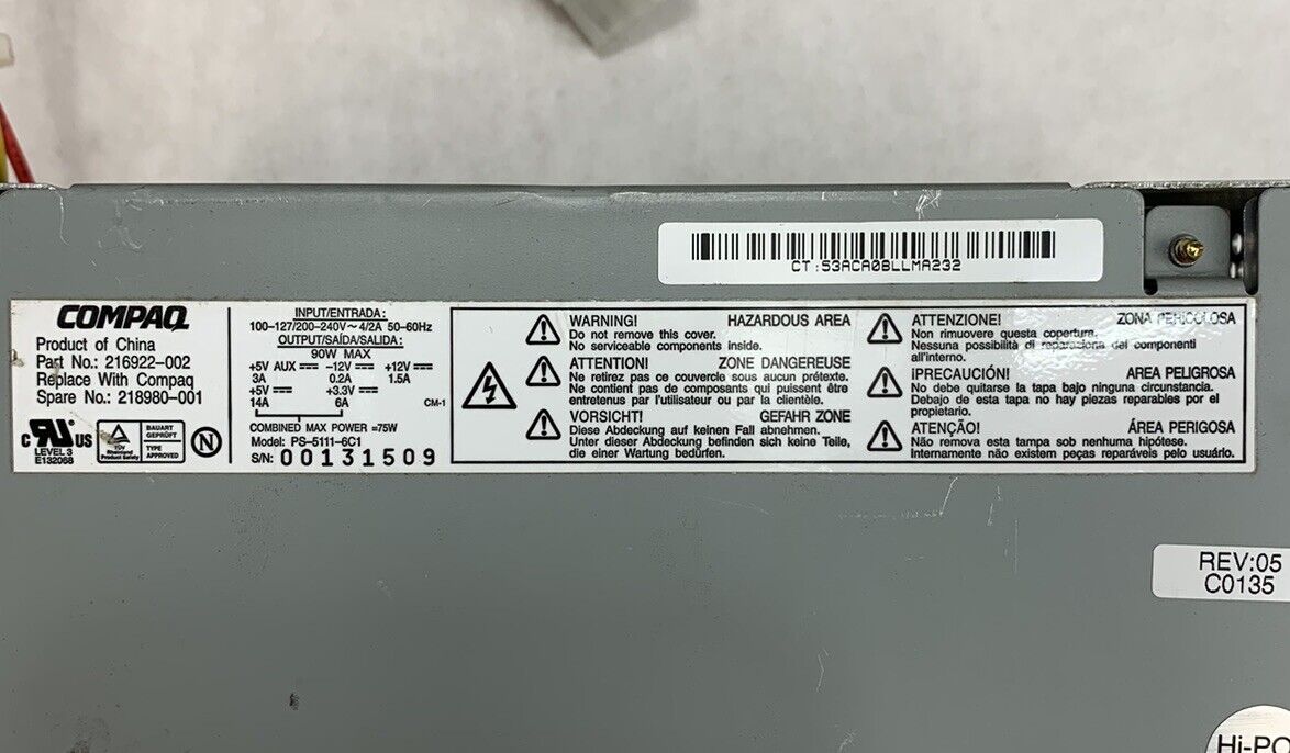 Compaq PS-5111-6C1 iPAQ Power Supply 90W