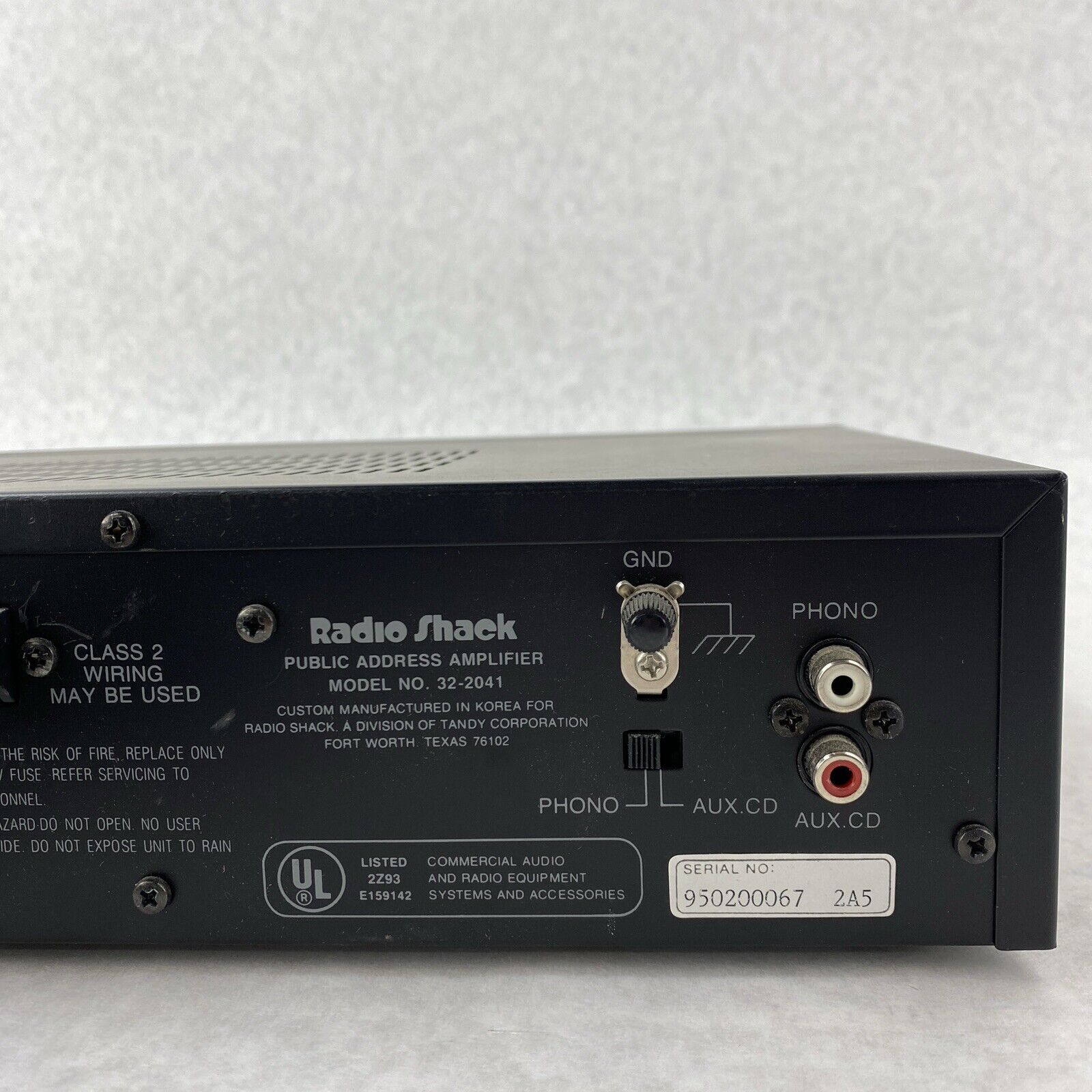 Radio Shack 32-2041 MPA-31 20 Watt PA Amplifier 120V/12V NO KNOBS