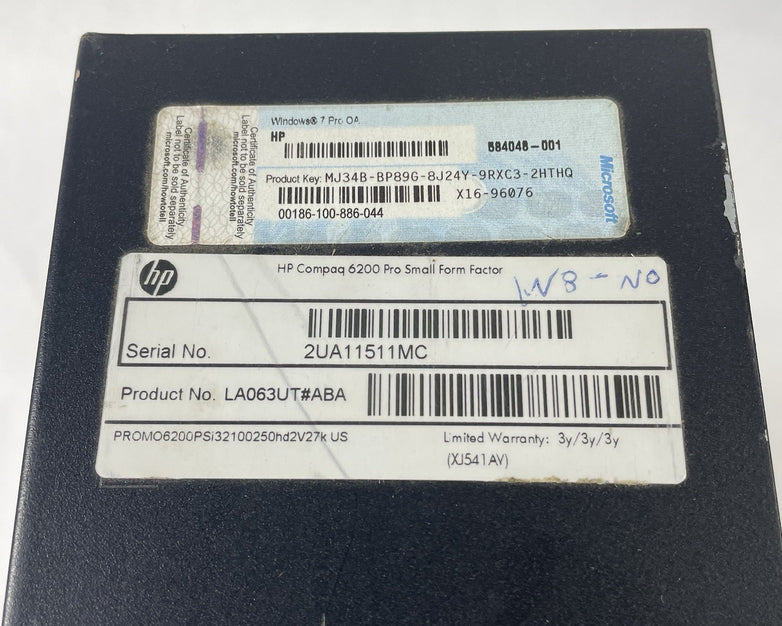 HP Compaq 6200 Pro SFF i3-2120 3.10 GHz 4 GB RAM No HDD/OS