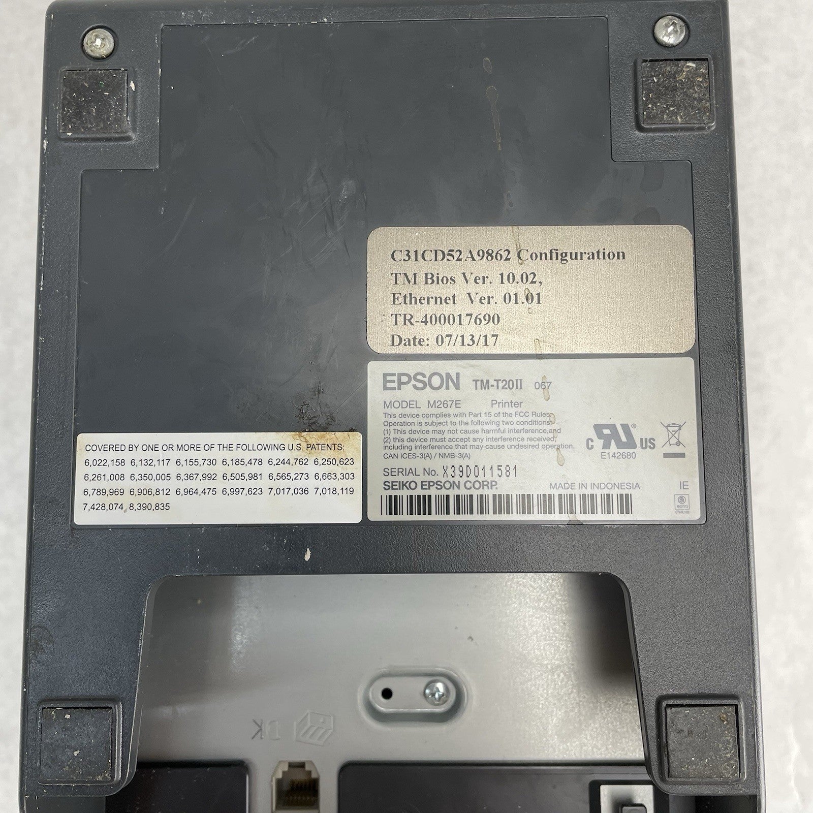 Epson M267D POS Thermal Receipt Printer TM-T20II-m USB Tested