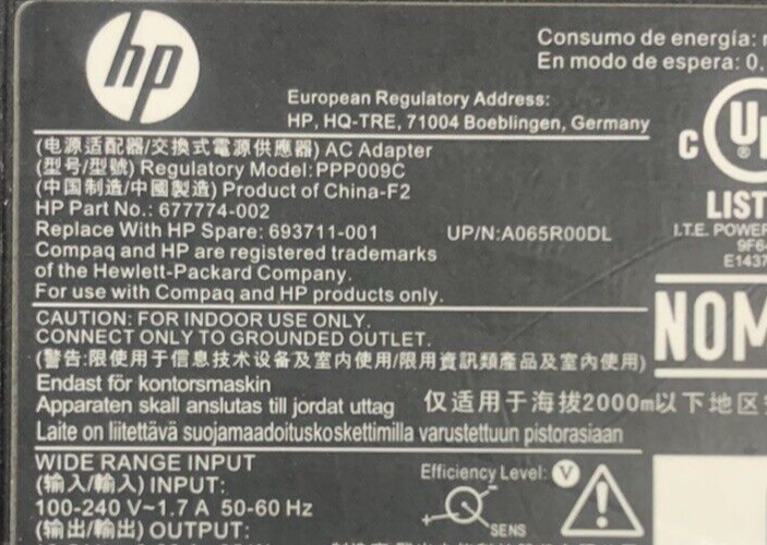 Mixed Lot of 4 HP 65W 19.5V 3.33A PPP009D PPP009C TPC-LA851 AC Adapter