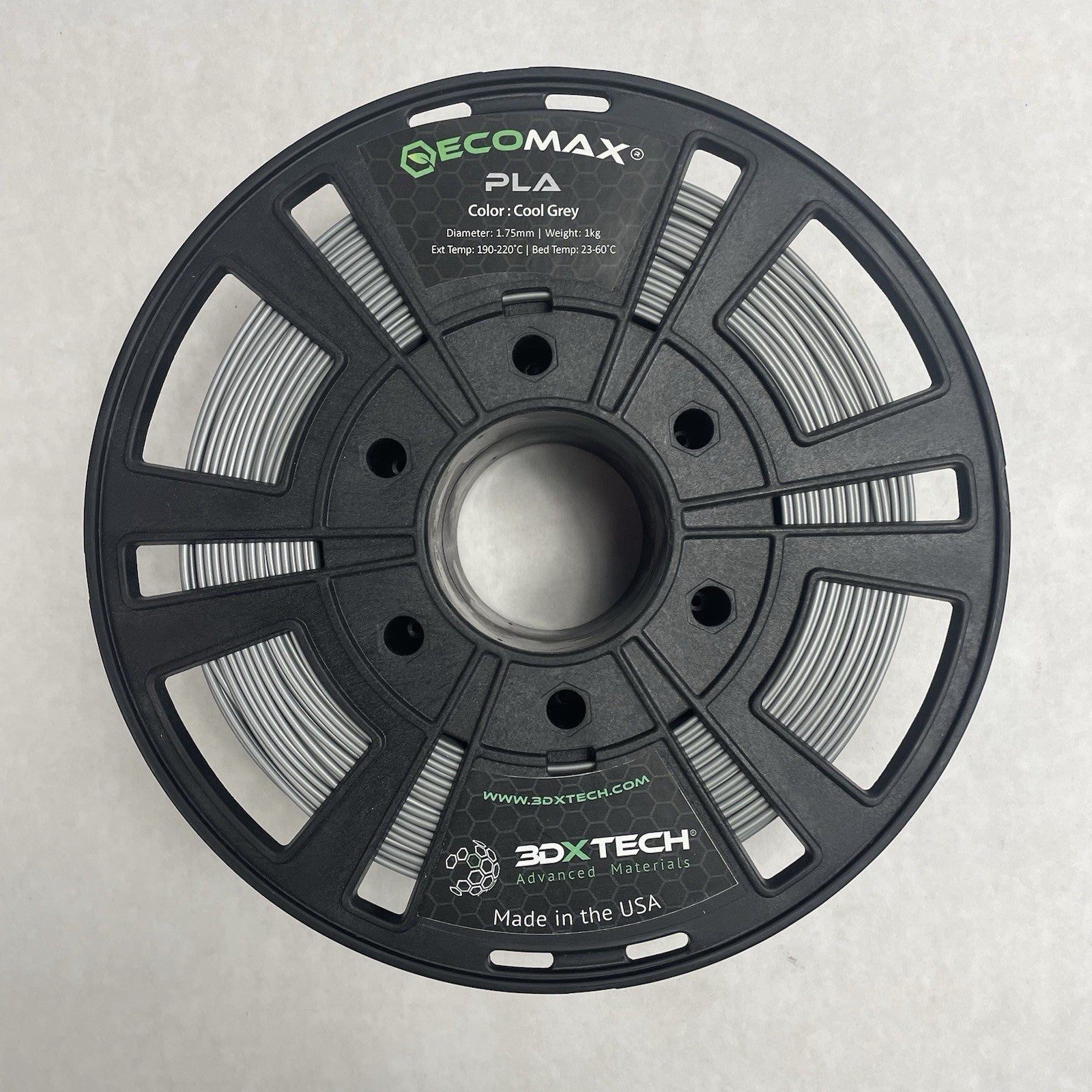 Ecomax PLA 1.75 mm 3D Printer Filament in Cool Gray, 1kg Spool