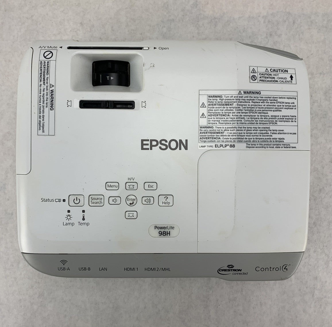 Epson PowerLite 98H H687A LCD Lamp Projector 1925 Lamp Hours - No Remote6