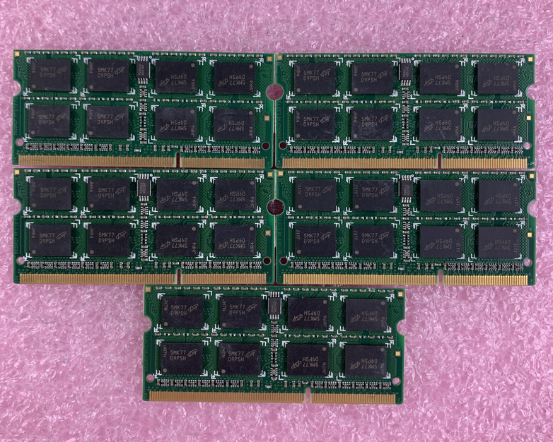 Crucial CT4G3S1067M.M16FKD 4 GB DDR3-1066 PC3-8500S 2Rx8 Laptop Lot of 5x