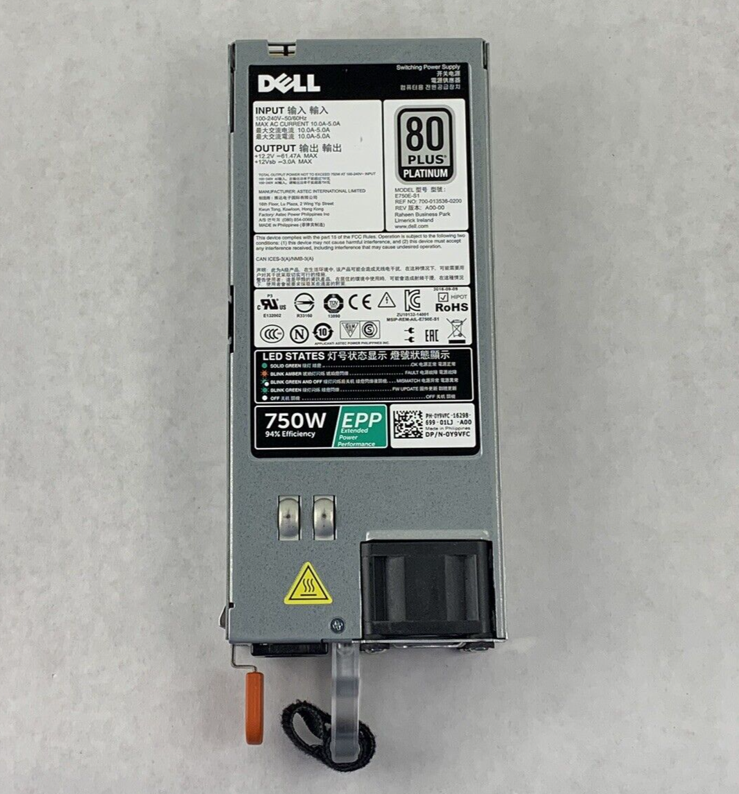 Dell 0Y9VFC 750w EPP PSU Power Supply for PowerEdge 80+ Platinum 0HTRH4 05RHVV