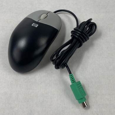Lot of 6 HP MOAFKOA PS/2 Black and Silver Optical Scroll Wheel 3 Button Mouse
