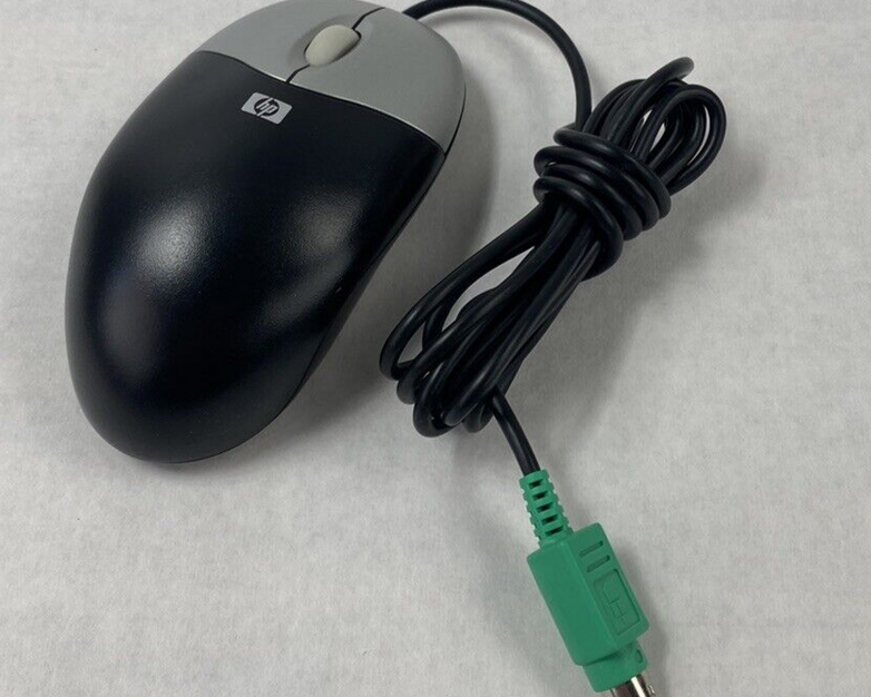 Lot of 6 HP MOAFKOA PS/2 Black and Silver Optical Scroll Wheel 3 Button Mouse
