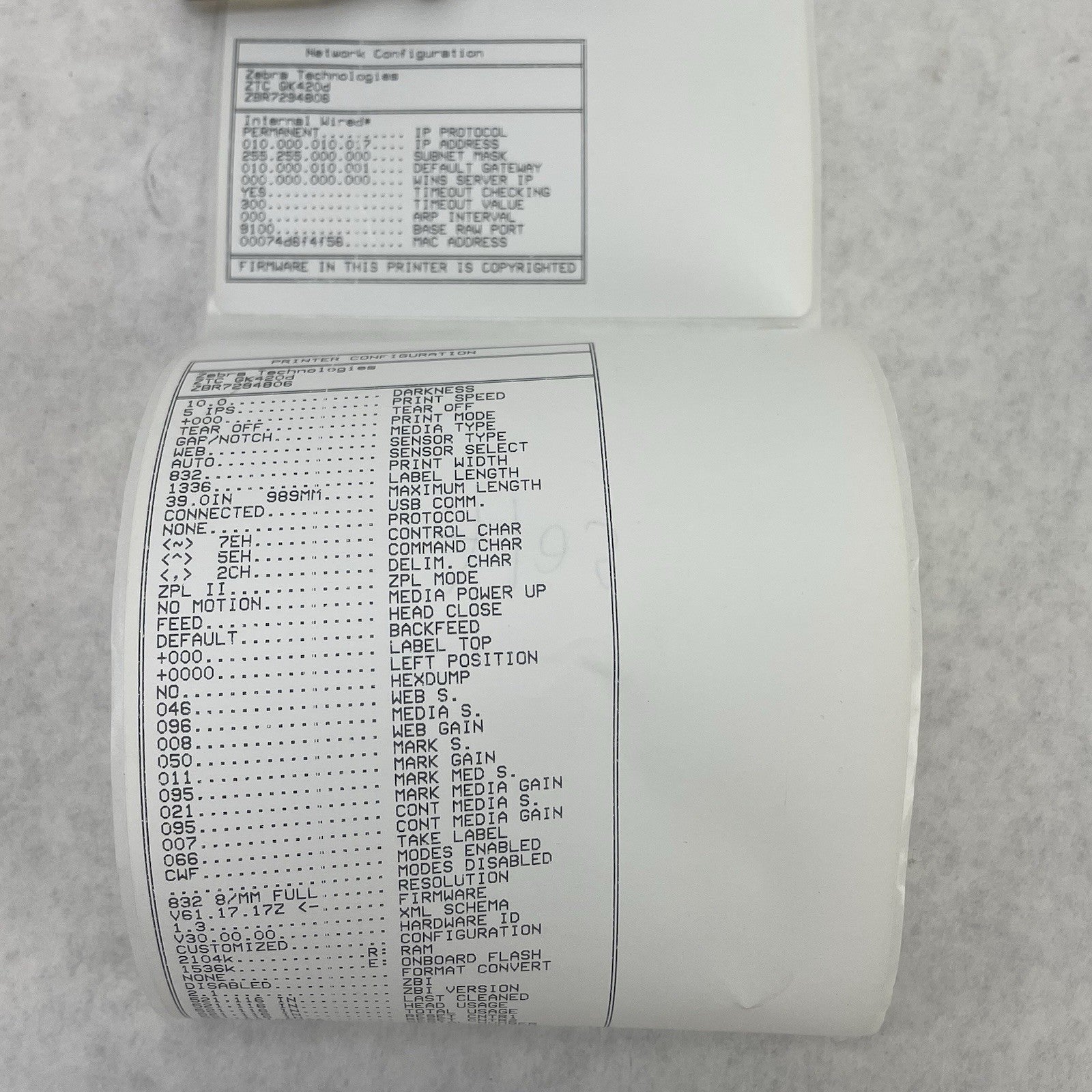 Zebra GK420d GK42-202210-000 Direct Thermal Label Printer Tested 521,100pgc13