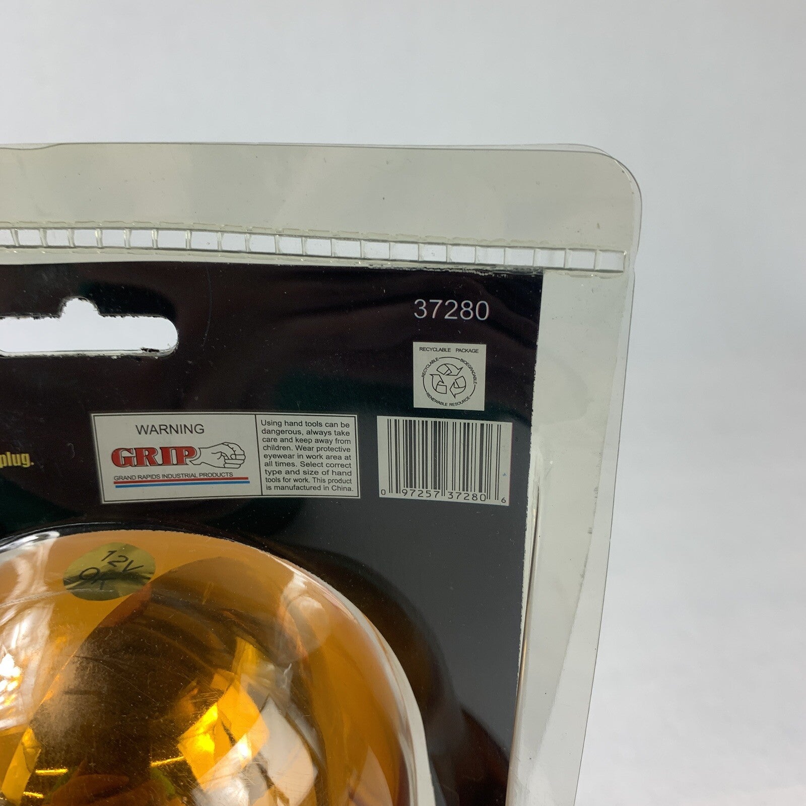 Grip 37280 Amber Economy Revolving Light Coiled Cord Plug New