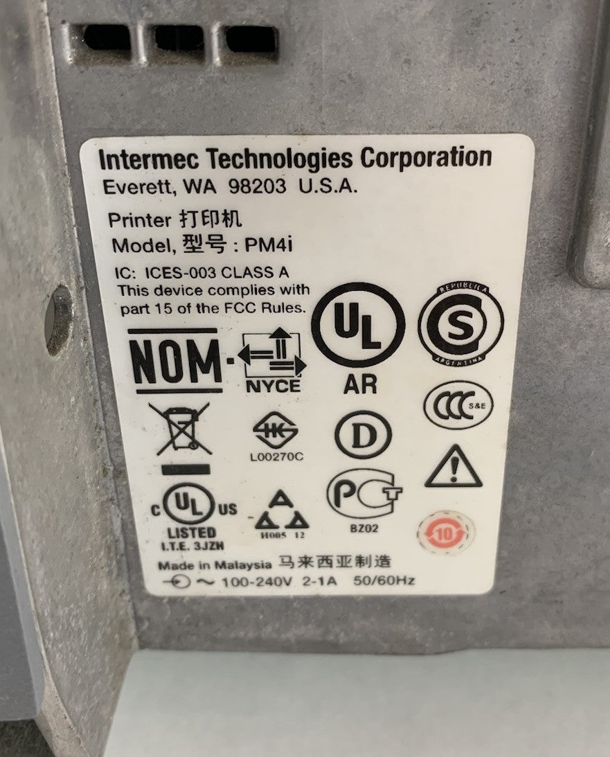 Intermec PM4i 203dpi IPL Thermal Label Printer - Tested Missing Front Door10
