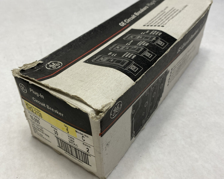 General Electric Model C THQL2130 30A 2 Pole Plug In Circuit Breaker Box Of 5
