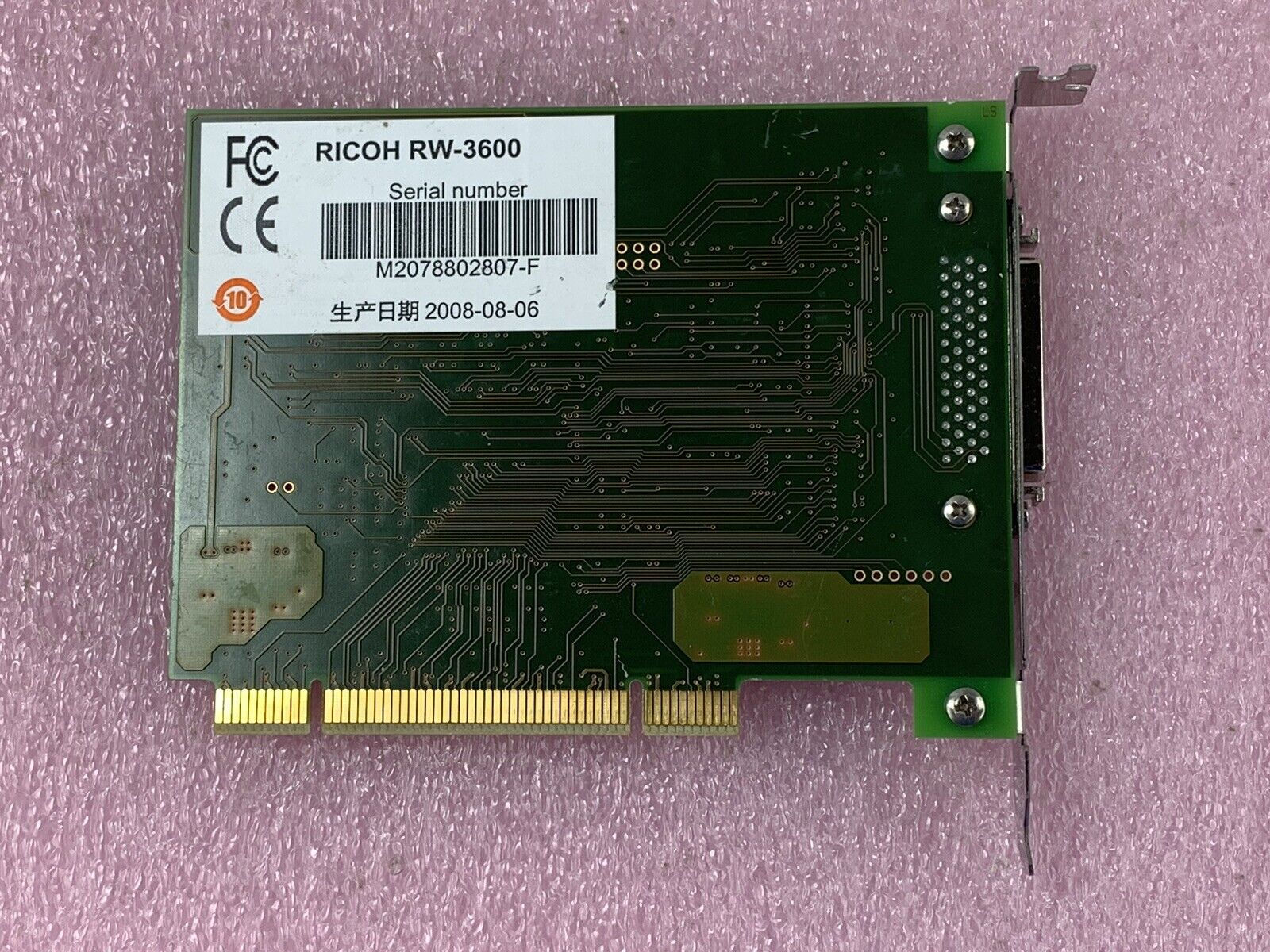 RICOH RW-3600 D2.1 PCI Controller Card M2078802807-F Full Height Card