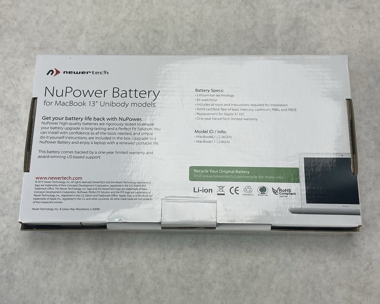 Newertech NuPower Battery 13" Unibody Apple MacBook 6.1 7.1 A1331 65W Lot of 5