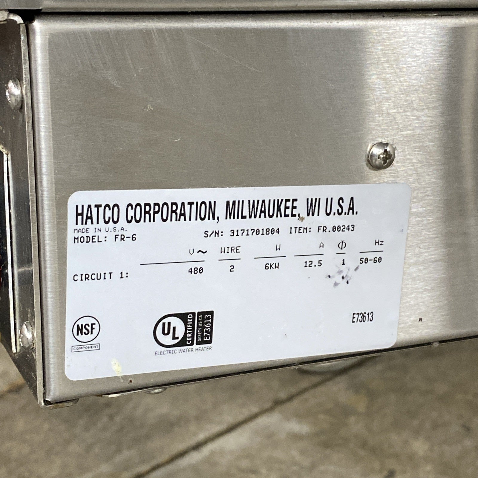Hatco FR-6 Food Rethermalizers / Bain-Marie Water Heater Sink Wash Tub
