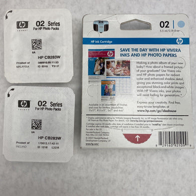 Lot(3) HP PhotoSmart Light Cyan 02 Ink Cartridge New in Box Genuine Expired2009