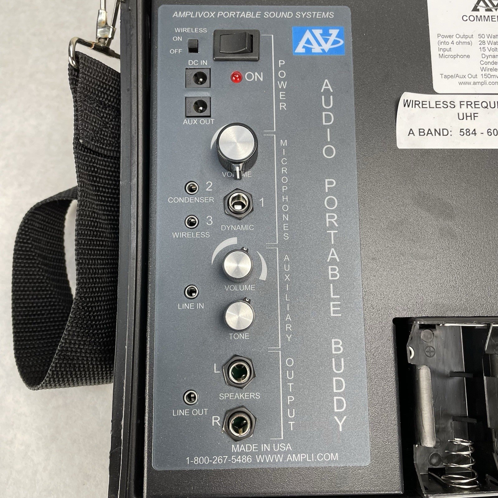 AmpliVox Sound Systems SW222 Wireless Portable PA System Power Tested