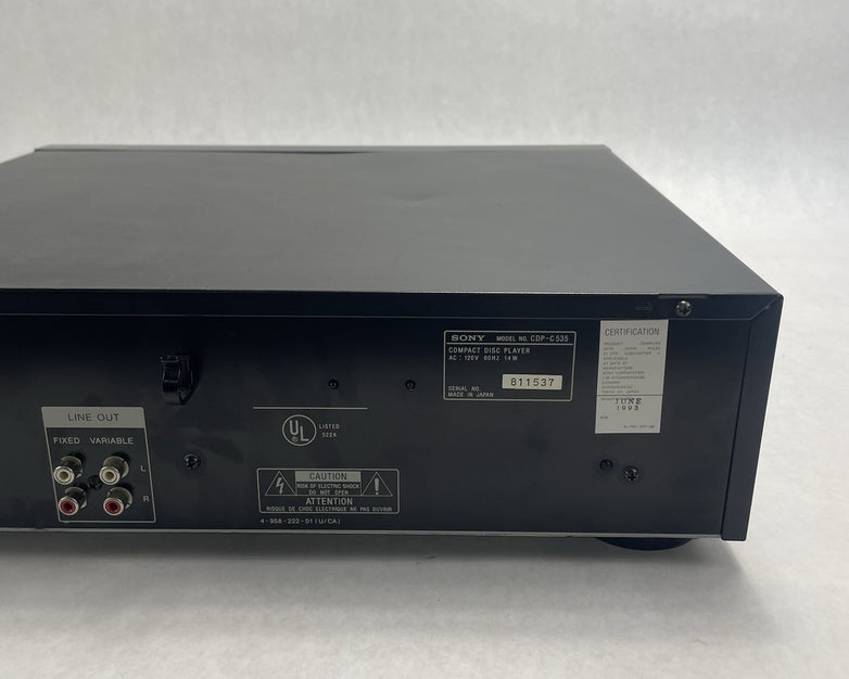 Sony CDP-C535 5-Disc Carousel CD Player No Remote Tested