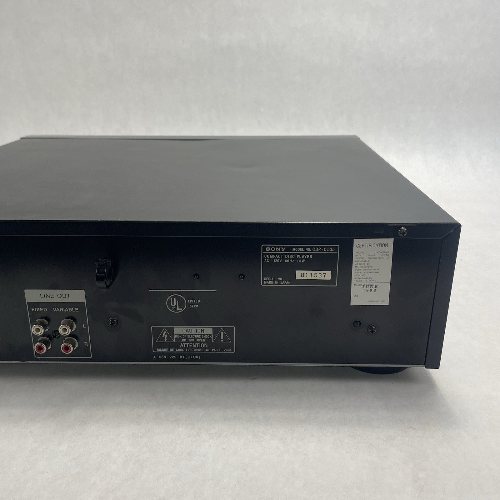Sony CDP-C535 5-Disc Carousel CD Player No Remote Tested8