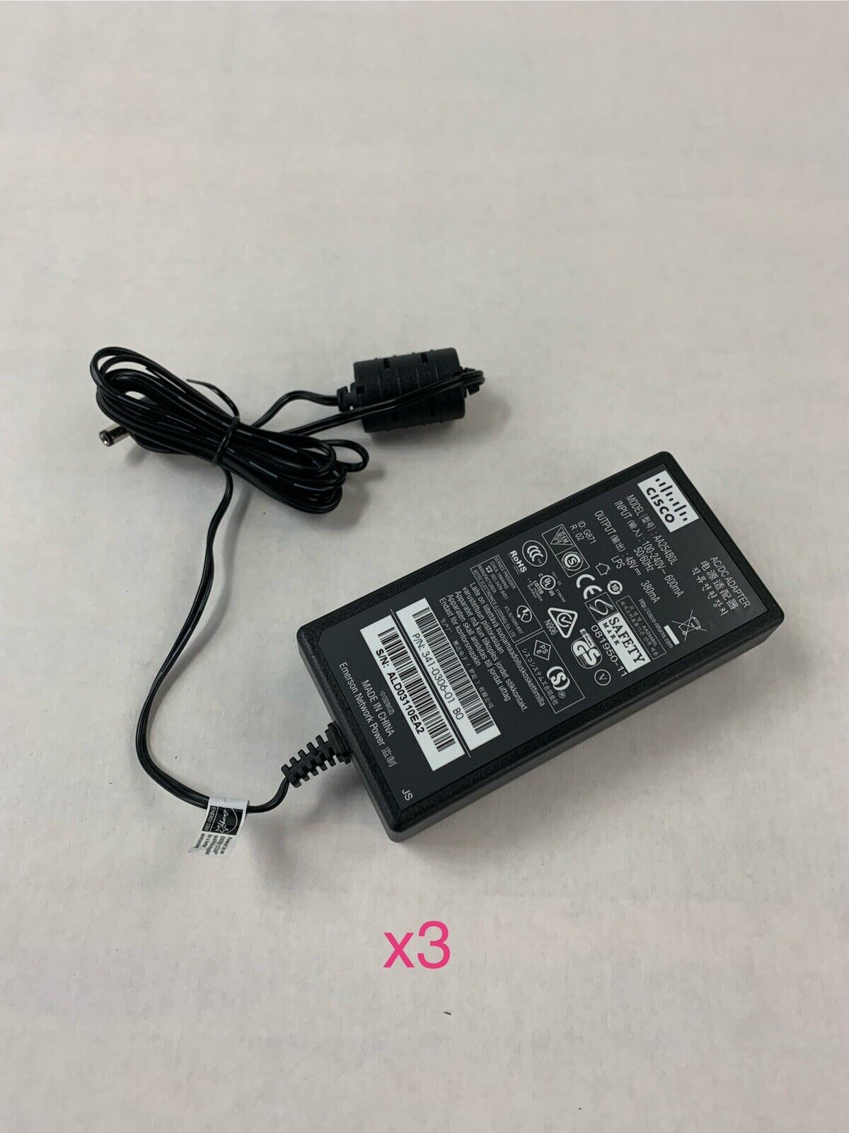Lot of 3 Cisco AA25480L AC Power Adapter Power Supply