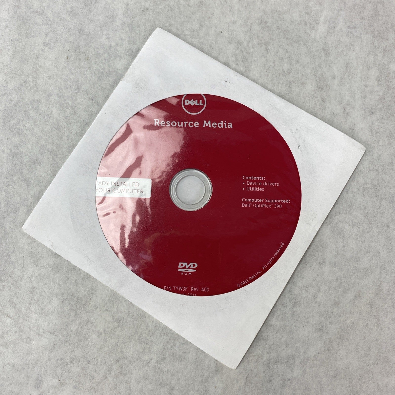 Genuine Dell 0745Y7 TYW3F OptiPlex 390 Resource Media DVD Drivers Utilities 1