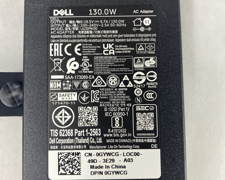 Dell 130W LA130PM190 AC Adapter Lot of 6 No Power Cord