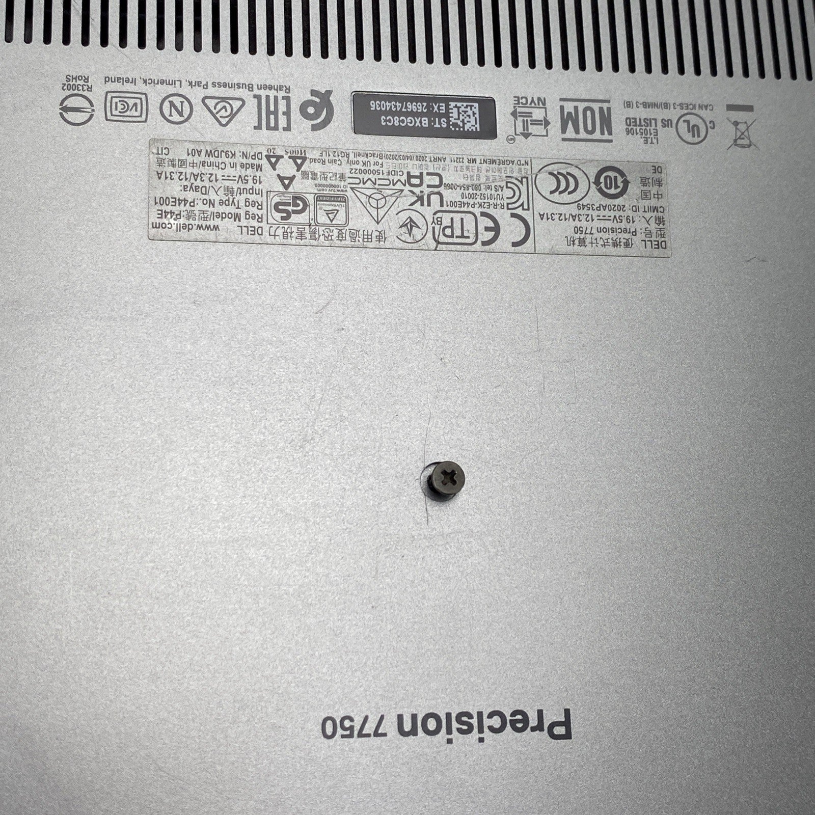 Dell Precision 7750 17.3" Core i7-10850H 2.30 GHz 32GB RAM RTX 4000 No SSD No OS