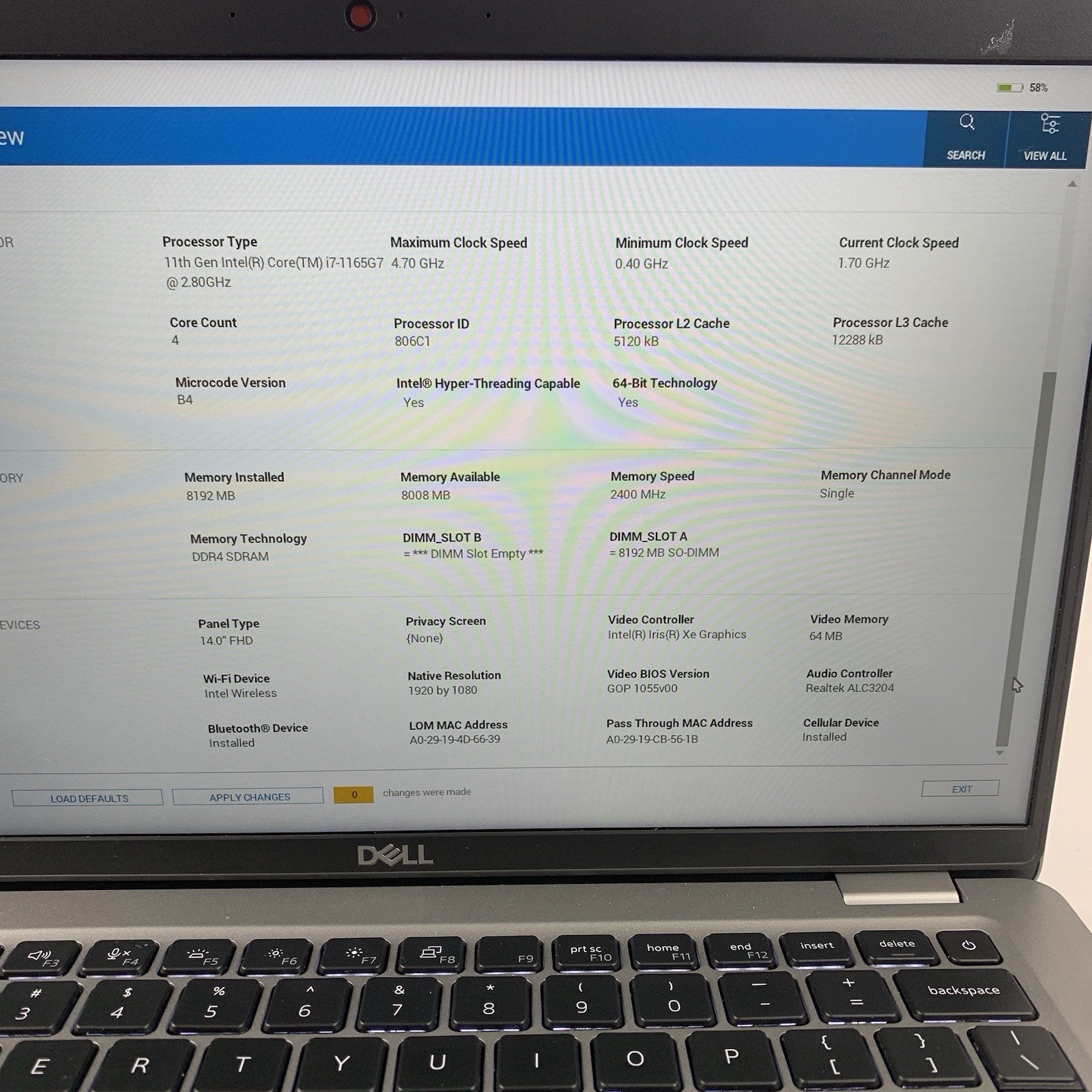 Dell Latitude 5420 14" Laptop  i7-1165G7 2.8 GHz 8 GB RAM No OS/SSD/AC3