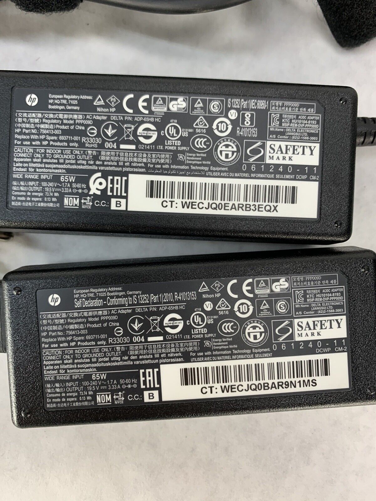 Lot 2 HP PPP009C Laptop Charger 19.5V Adapter 65W