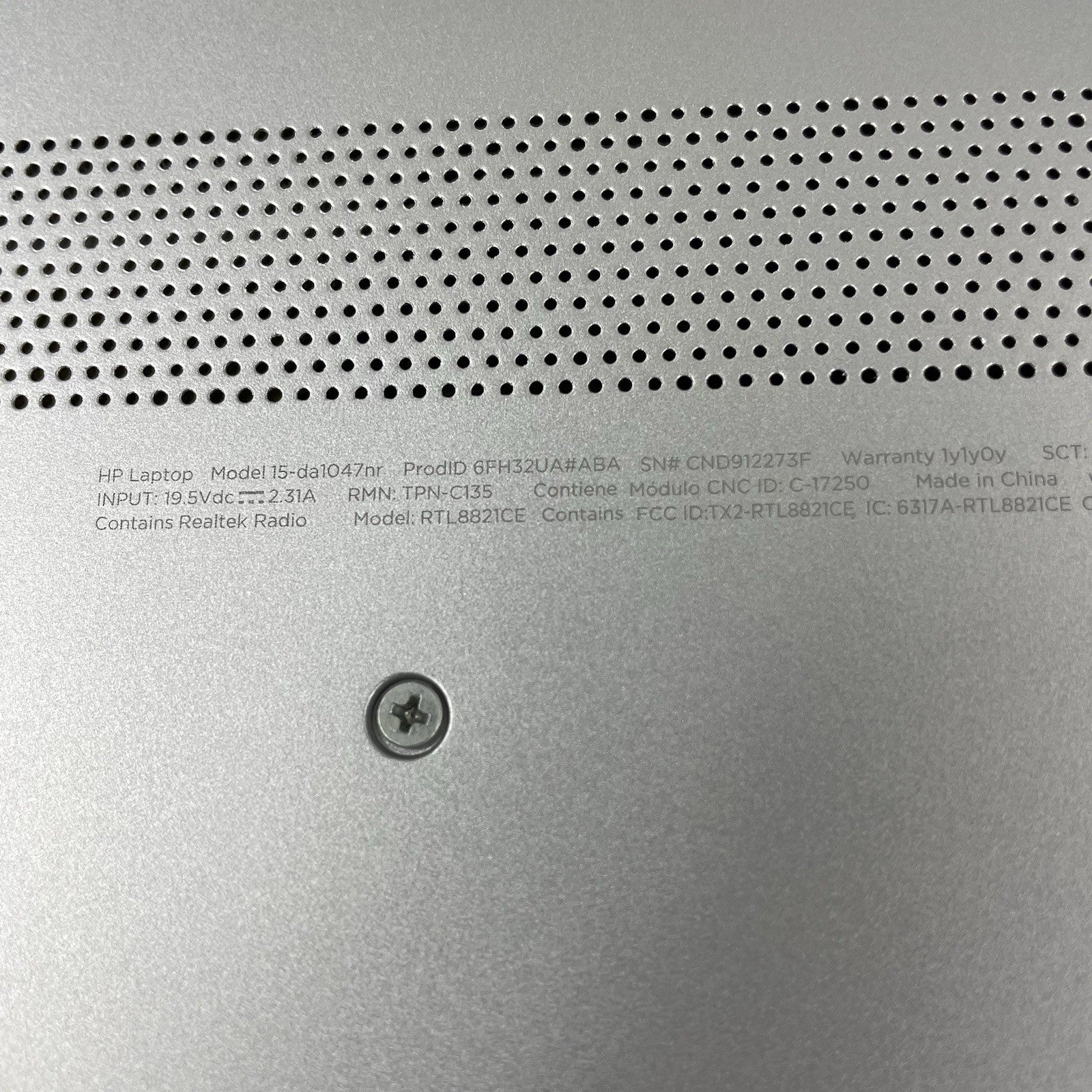 HP 15-da1xxx NoteBook 15.6" i5-8265U 1.60 GHz 8 GB RAM No SSD/OS/AC13