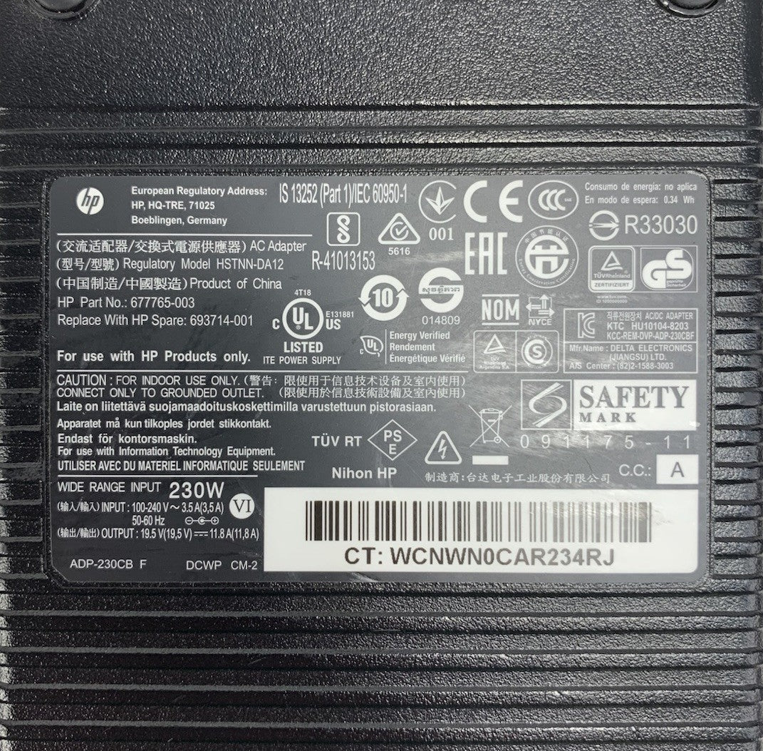 HP HSTNN-DA12 677765-003 230W 19.5V 11.8A AC Adapter Power Supply6