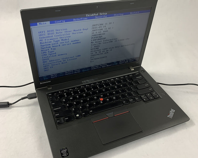 Lenovo ThinkPad T450 14" Intel i5-5300U 2.3 GHz 8 GB Ram No OS No HDD NO AC