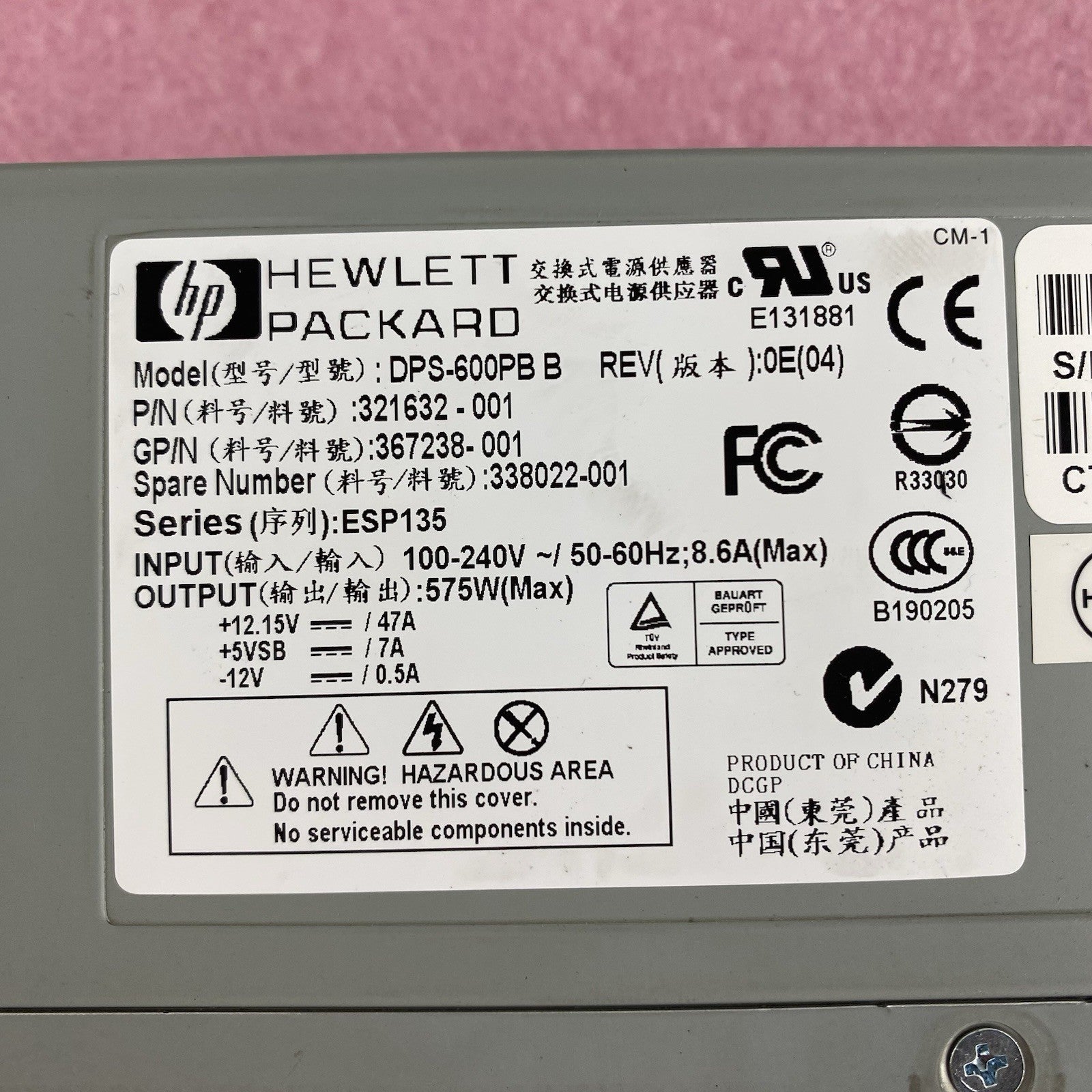Hewlett Packard DPS-600PB B Power Supply No Power Cord Power Tested Lot of 23