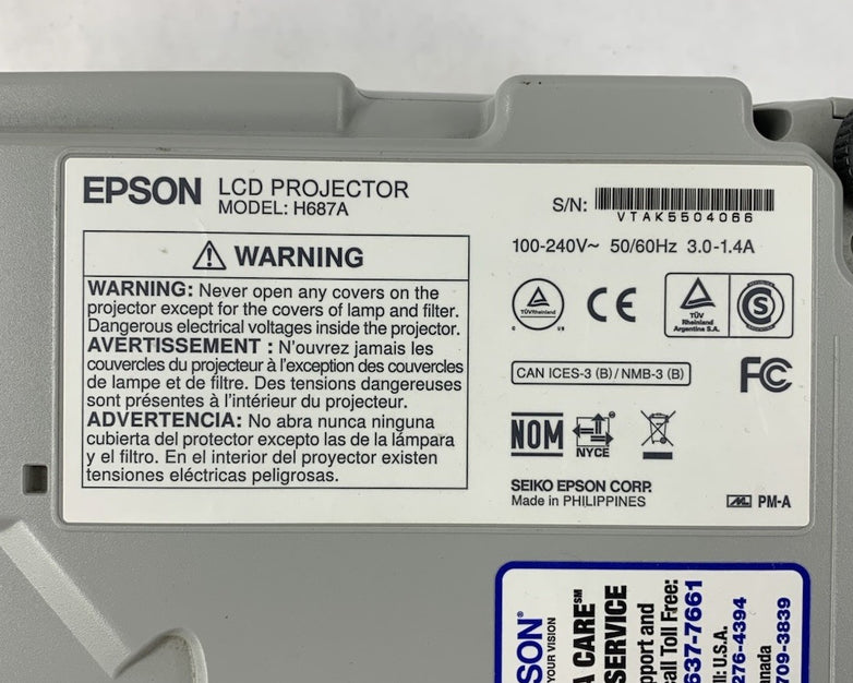 Epson PowerLite 98H H687A LCD Lamp Projector 1512 Lamp Hours - No Remote