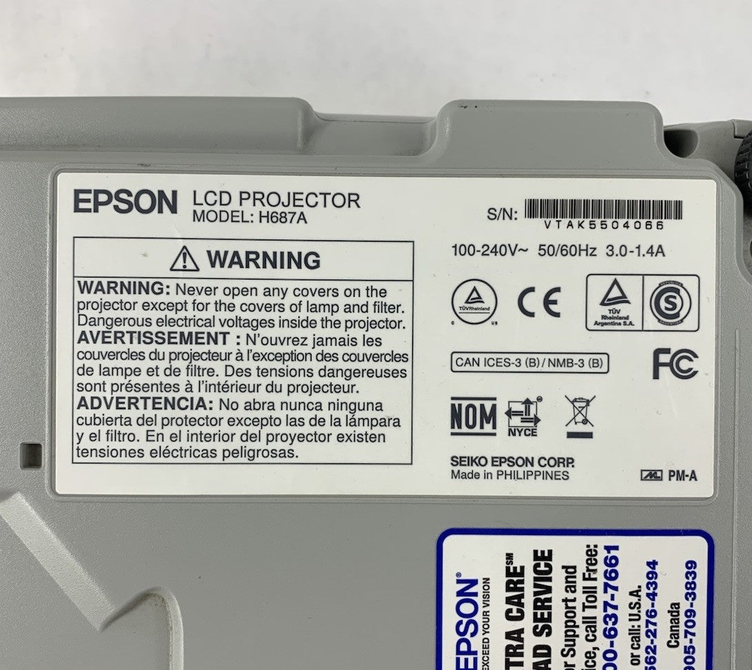 Epson PowerLite 98H H687A LCD Lamp Projector 1512 Lamp Hours - No Remote8