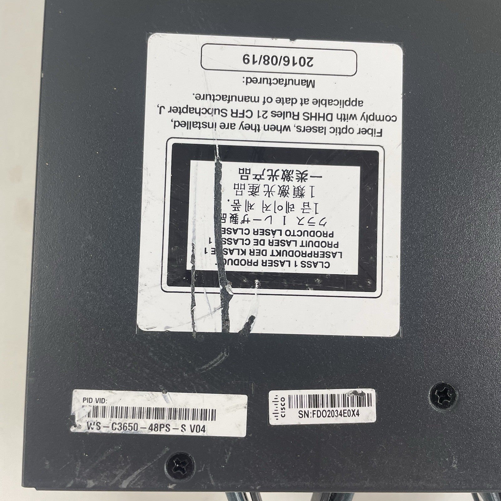 Cisco WS-C3650-48PS-S V04 Tested & Reset 1X PSU7