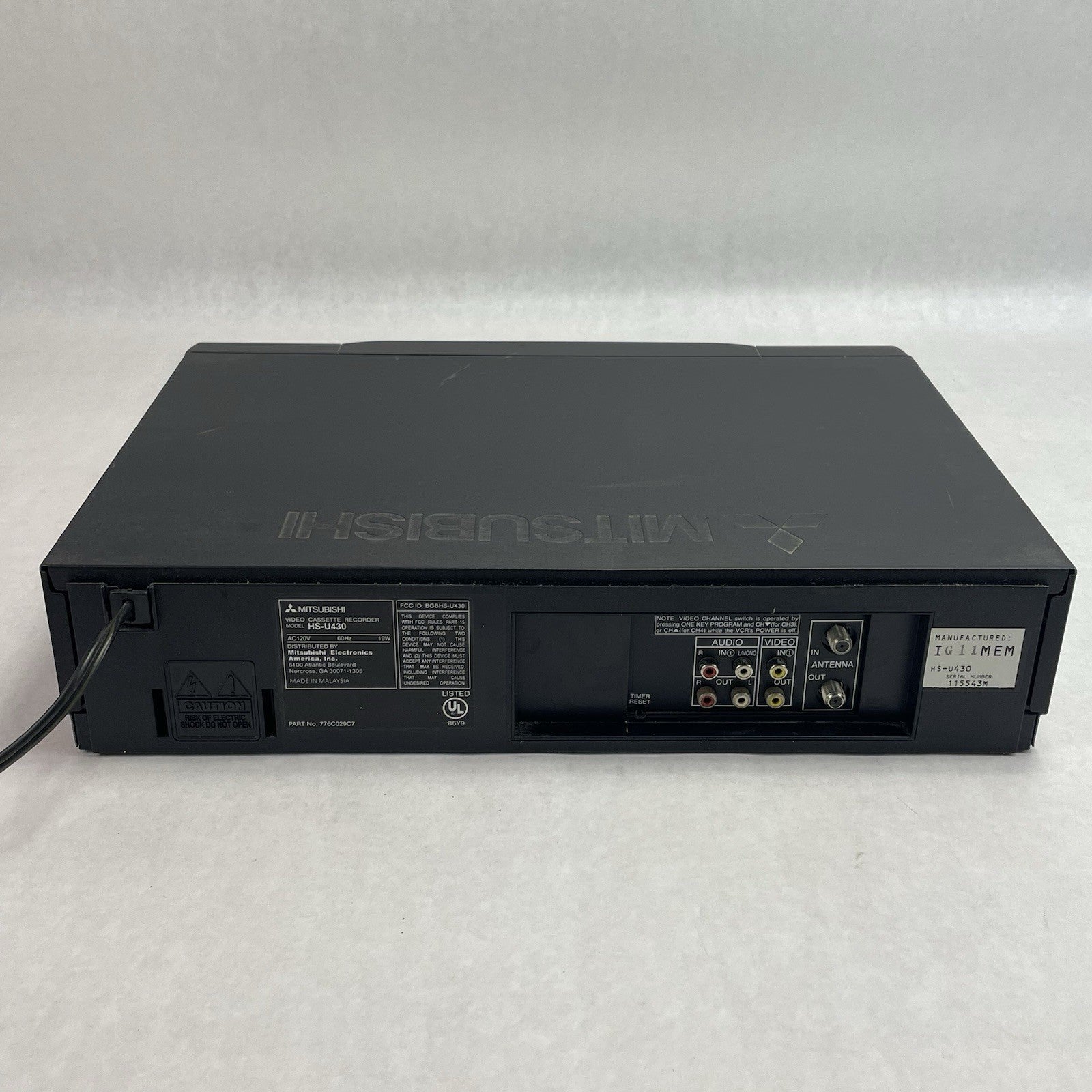 Mitsubishi HS-U430 VCR VHS Hi-Fi Stereo Recorder6