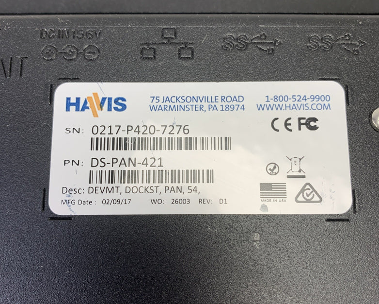 Havis DS-PAN-421 Docking Station Toughbook CF54 FZ55  - No Key No Cord - Tested