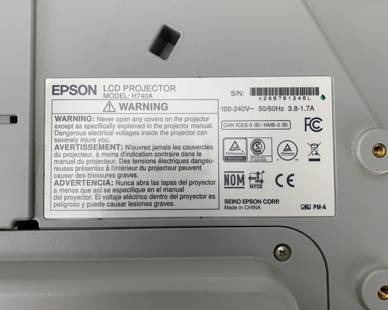 Epson PowerLite 695Wi H740A LCD Lamp Projector 2072 Lamp Hours - No Remote