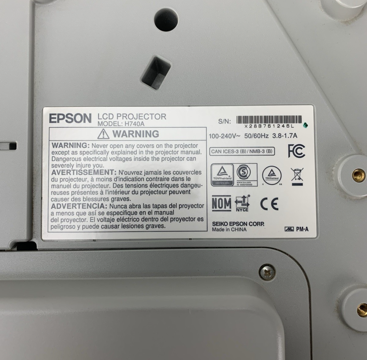 Epson PowerLite 695Wi H740A LCD Lamp Projector 2072 Lamp Hours - No Remote7