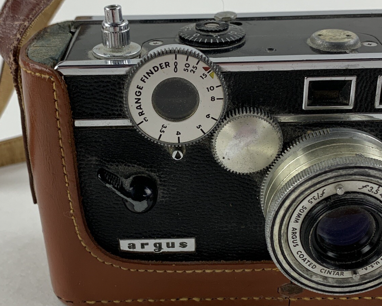 Argus Coated Cintar 50mm F3.5 Lens with Leather Case Vintage Untested No Film