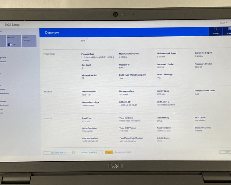Dell Latitude 3520 Intel Core i5-1135G7 2.40 GHz 16 GB RAM 15.6" No SSD No OS