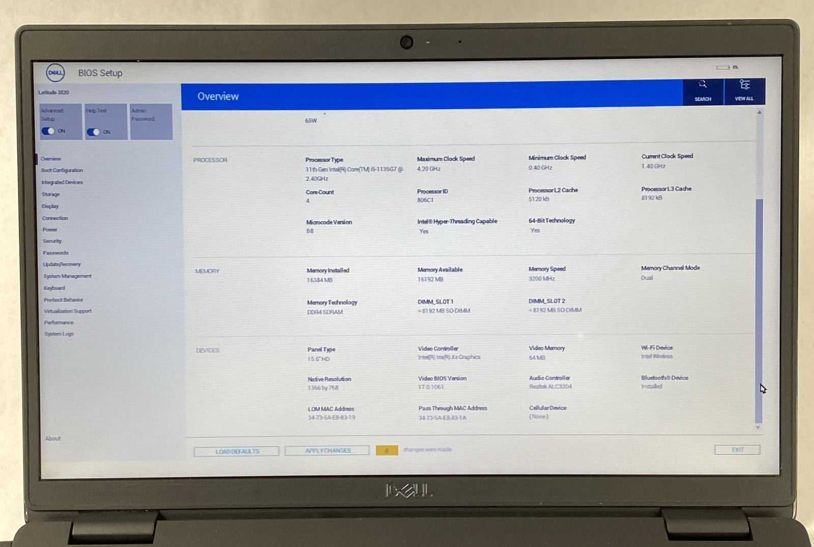 Dell Latitude 3520 Intel Core i5-1135G7 2.40 GHz 16 GB RAM 15.6" No SSD No OS