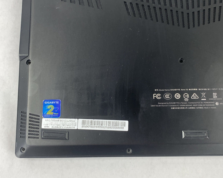 Gigabyte Aero 15WV8 15.6" Core i7-8750H 2.20 GHz 16GB RAM GTX 1060 No HDD No OS