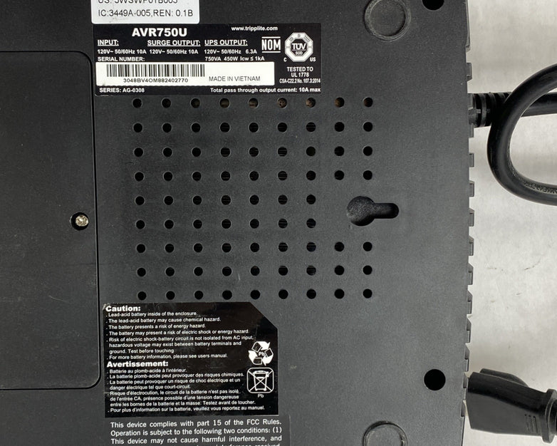 Tripp Lite AVR750U UPS Battery Backup 750VA 120V