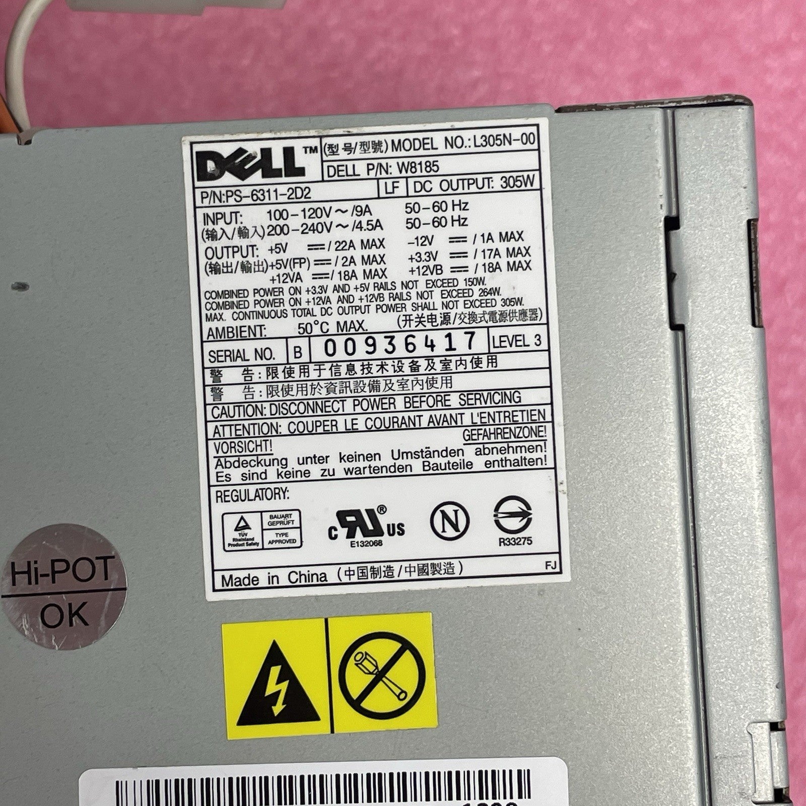 Dell L305N-00 Power Supply Tested