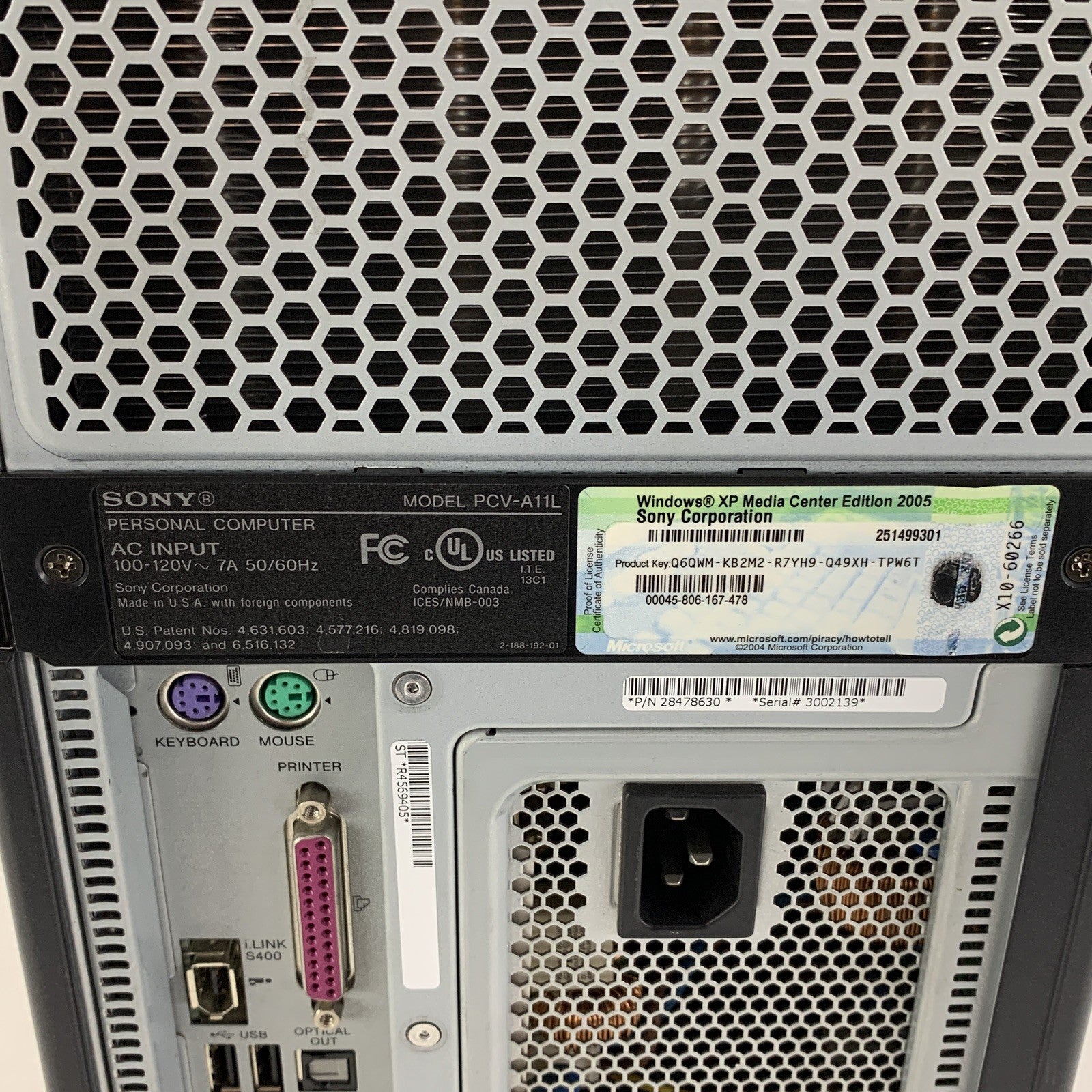 Sony Vaio VGC-RA826G Retro Desktop Pentium 4 3.4 GHz 1 GB Ram No OS No HDD